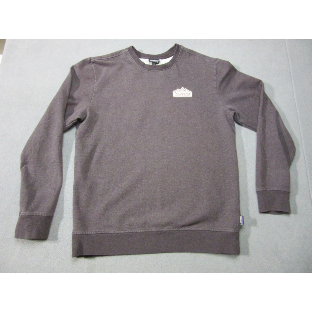 Patagonia Sweater Mens Medium Gray Pullover Logo Crew Neck Casual Outdoor Hiking